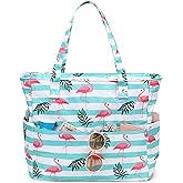 LEDAOU Beach Bag Waterproof Sandproof Women Beach Tote Pool Bag with Zipper for Gym Grocery Travel with Wet Pocket | Sandproof, with Zipper, for Gym, Grocery, Travel, with Wet Pocket