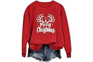 fnnxeal Christmas Shirts for Women Plus Size Christmas Letter Graphic Print Christmas Sweatshirt Long Sleeve Christmas Shirt