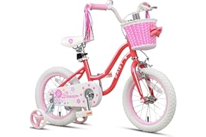 Glerc Daisy Girls Bike for Ages 2-7 Years Old Kids, 12 14 16 Inch Bicycle Princess Style for Toddler and Child with Training Wheels & Basket & Streamers, Multiple Colors