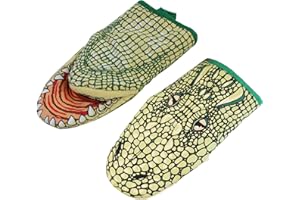 Novelty Alligator Oven Mitt, Heat Resistant Thick Cotton Microwave Oven Gloves for Kitchen Baking Cooking BBQ, Funny Animal P