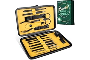 GRANDFUN 15pc Professional Pedicure Manicure Kit - Nail Clippers, File, Tweezers, Scissors, Tools with Travel Case - Gift for Men and Women
