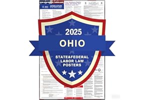 DongYiSheng 2025 Ohio State and Federal Labor Laws Poster - OSHA Compliant UV Waterproof Laminated 24"" x 36"" English Version Folded