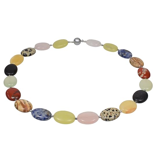 Funk-Collier Multicolor Edelsteinkette, Magnetschloss, ca. 47 cm