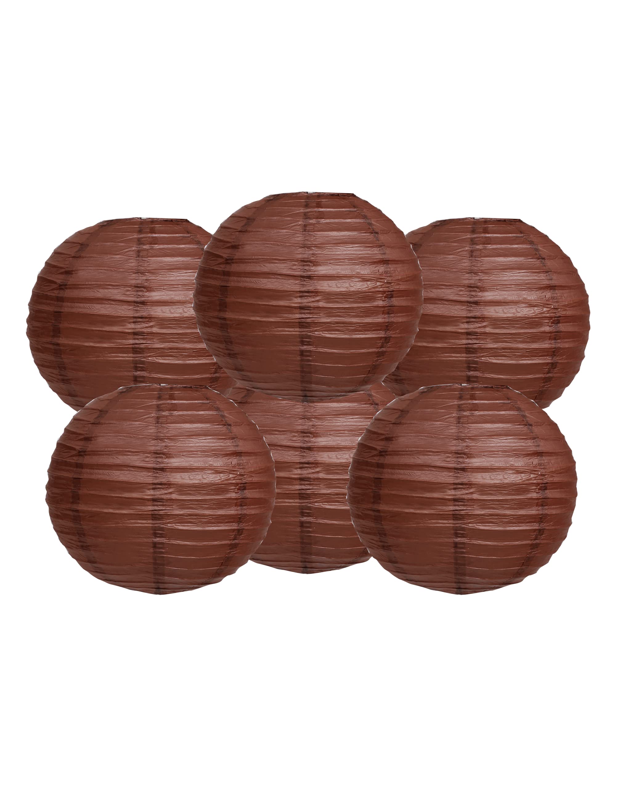 Paper Lanterns Mix Color Packs of 6 Round Paper Lanterns Lampshade Party Decorations (Brown, 14" (35 Cm))