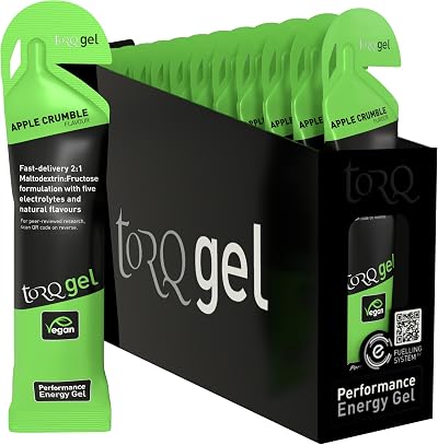 TORQ Running Gels with Electrolytes Apple Crumble 30g Carbs 2:1 Maltodextrin: