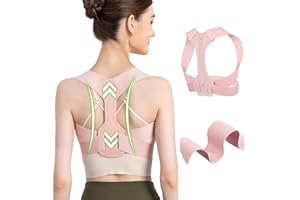 WNIEYO Updated Posture Corrector for Women, Adjustable Upper Back Brace for Clavicle Support and Providing Pain Relief from Neck, Shoulder - Comfortable Upright Back Straightener (Pink) (M 31-36 Inch)