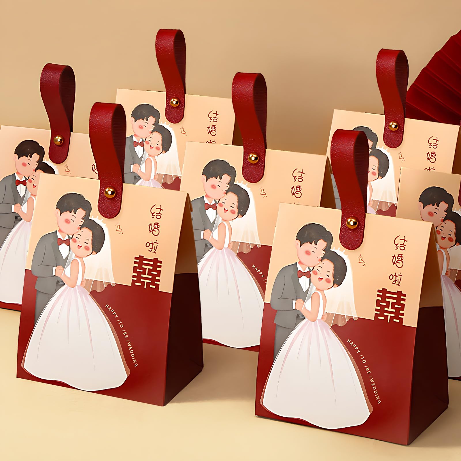 Photo 1 of BAIWOVIS 20Pcs Candy Box for Chinese Wedding Party Favors, Paper Candy Bags Gift Chocolates Bag of Cute Cartoon Patterns for Guests
