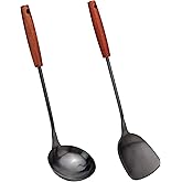 FJNATINH Spatula & Ladle Wok Tool Set, 14.2-15 inches Wok Utensils, Stainless Steel Wok Spatula