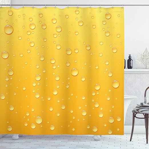 Amazon Com Ambesonne Yellow Shower Curtain Yellow Ombre Background Like Beer In A Glass With Water Drops Graphic Artwork Prints Cloth Fabric Bathroom Decor Set With Hooks 84 Long Extra Yellow Home