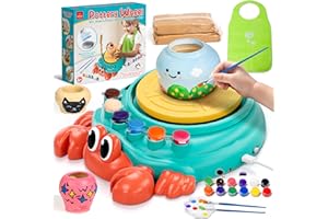 Lehoo Castle Roue de poterie complète pour enfants de 8 à 12 ans avec kit de peinture à l'argile sèche à l'air libre, outils 