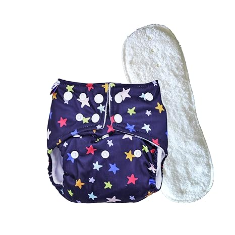superbottoms Soft Fleece Lined Pocket Diaper with 1 Wet-free Insert with Snaps (Blackstar)