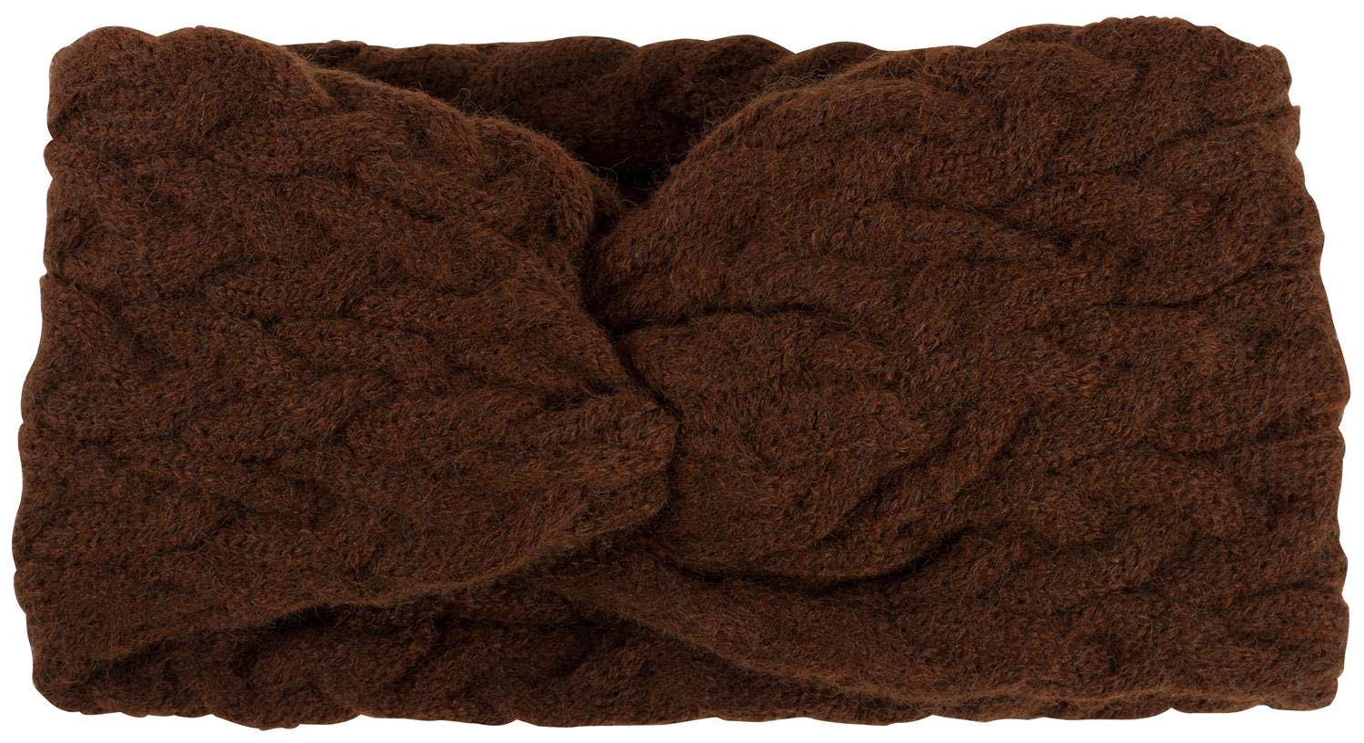 styleBREAKER women cable knit headband with twist knot, cable stitch, hairband, headband 04026044, color:Cognac