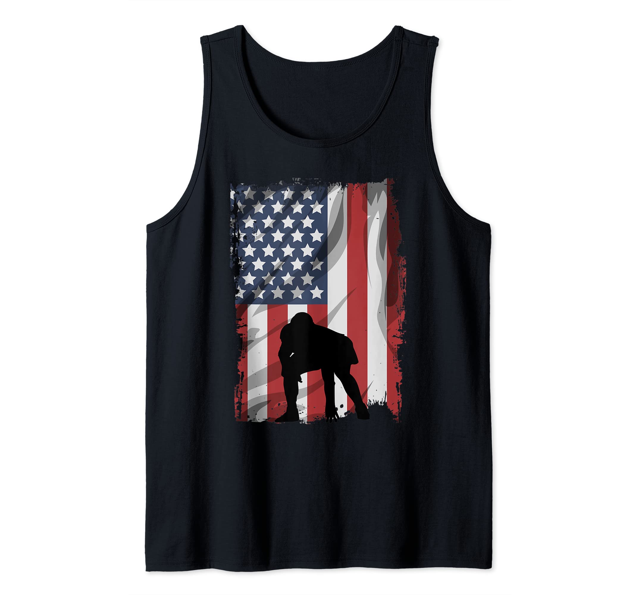 Football lineman USA Flag Left. Tackle Tank Top