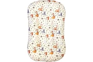 JUNDETYE Baby Lounger Cover, Newborn Lounger Cover Woodland Animals, Ultra Soft Comfortable Removable Infant Lounger Slipcover for Boy and Girl