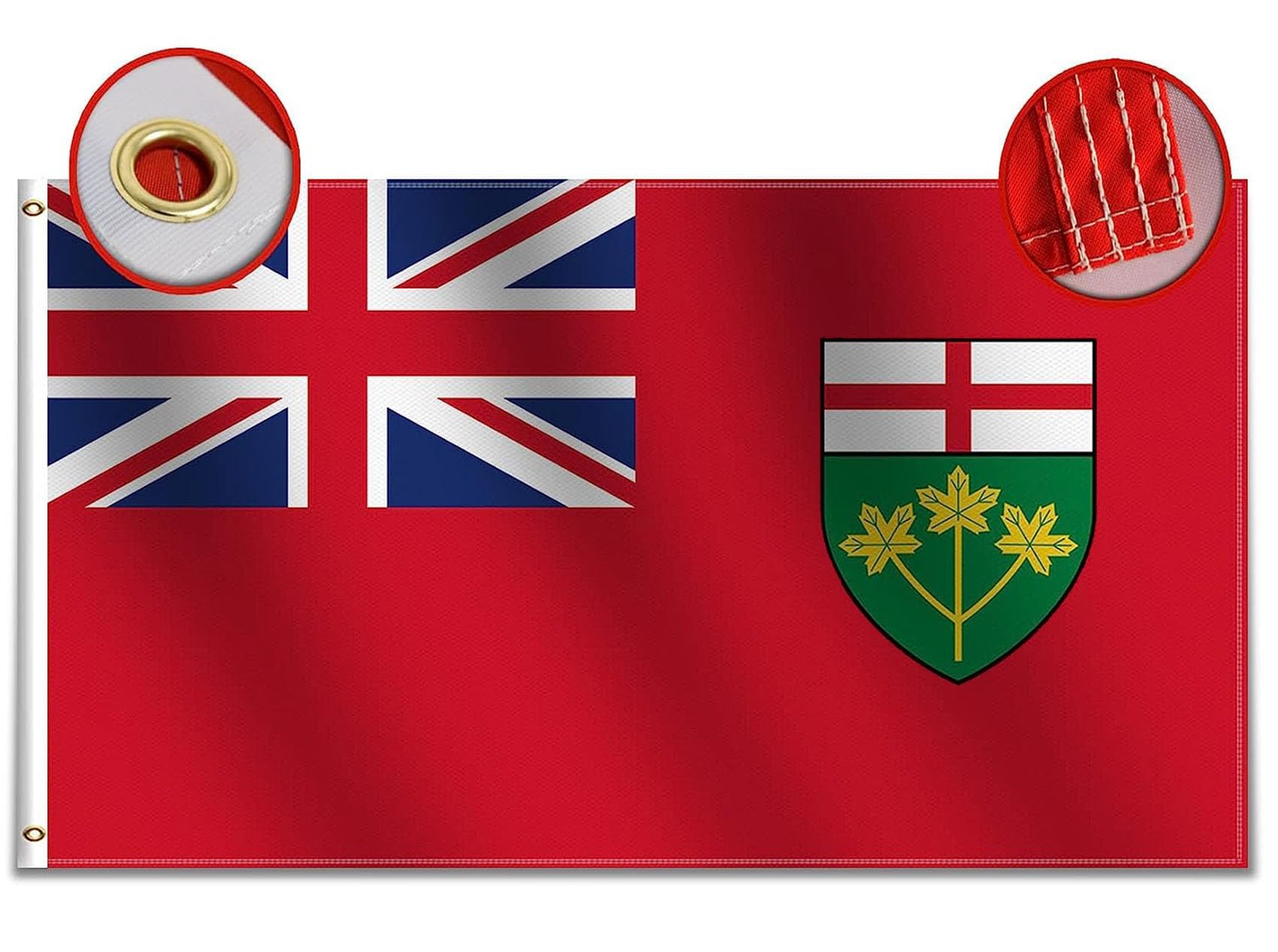 rhungift 1:2 Ontario Flag Coated Nylon Spinning Canadian Province Flas 30x60inch Outdoor/Indoor Flags