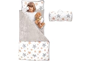 NDAHJAHD Toddler Nap Mat with Removable Blanket and Pillow, Extra Large Rolled Napping Mats,Toddler Sleeping Bag,Kids Sleeping Bag for Daycare,Nap Mats for Preschool