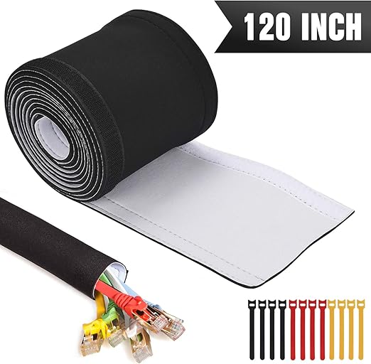 3M Cable Wire Sleeves Neoprene TV PC Cord Wire Cover Hider Management