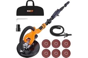 Drywall Sander with Carrying Bag by Maxxt-tech Canada; 6pcs 9" Sanding Disc; Telescopic; Infinitely Variable Speed; 13FT Dust