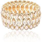 SFE Women's Wedding Party Jewelry Austrian Crystal 3 Layers Luxury Elastic Bangle Bracelet Stretch Bracelet Statement Jewelry for Brides Bridesmaids