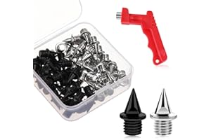 JULMELON 1/4 Inch Carbon Steel Track Spikes, 60PCS Lighter Weight Carbon Spikes with Spike Wrench for Track Shoes Field Sprinting Cross Country Short Running Replacement Spikes