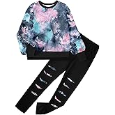 Tomolant Girls Clothes, Girls Outfits Tie Dye Sweatshirt Tops and Leggings Sweatpants 2 Piece Fall Winter Clothes Set 6-16T