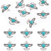 Spritewelry 50pcs Eagle Turquoise Charms for Jewelry Making Tibetan Style Hawk Pendants Antique Silver Wing Western Charms for Women DIY Bohemian Earring Bracelet Necklace Making