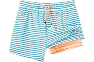 SURF CUZ Boys Swim Trunks with Boxer Brief Liner Toddler Boy Stretch Swimsuit Shorts Quick Dry Swimming Trunks Bathing Suit