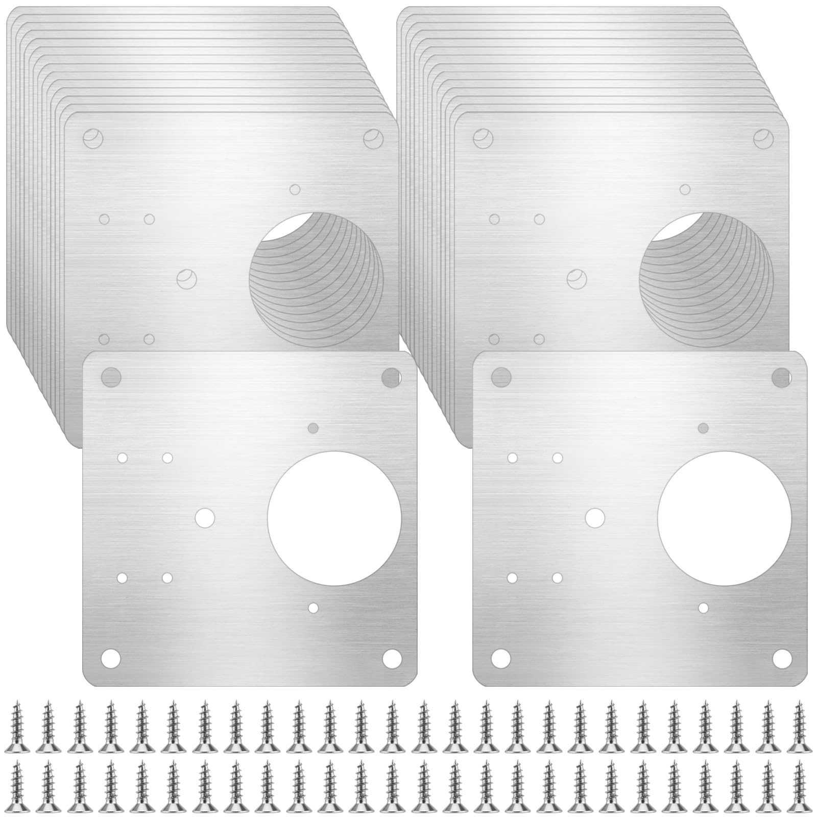 YUENPUN 30 PCS Cabinet Hinge Repair Plate, Concealed Hinge Repairs Fixing Plate with Screws and Holes, Stainless Steel Hinges Repair Kit Brackets for Furniture