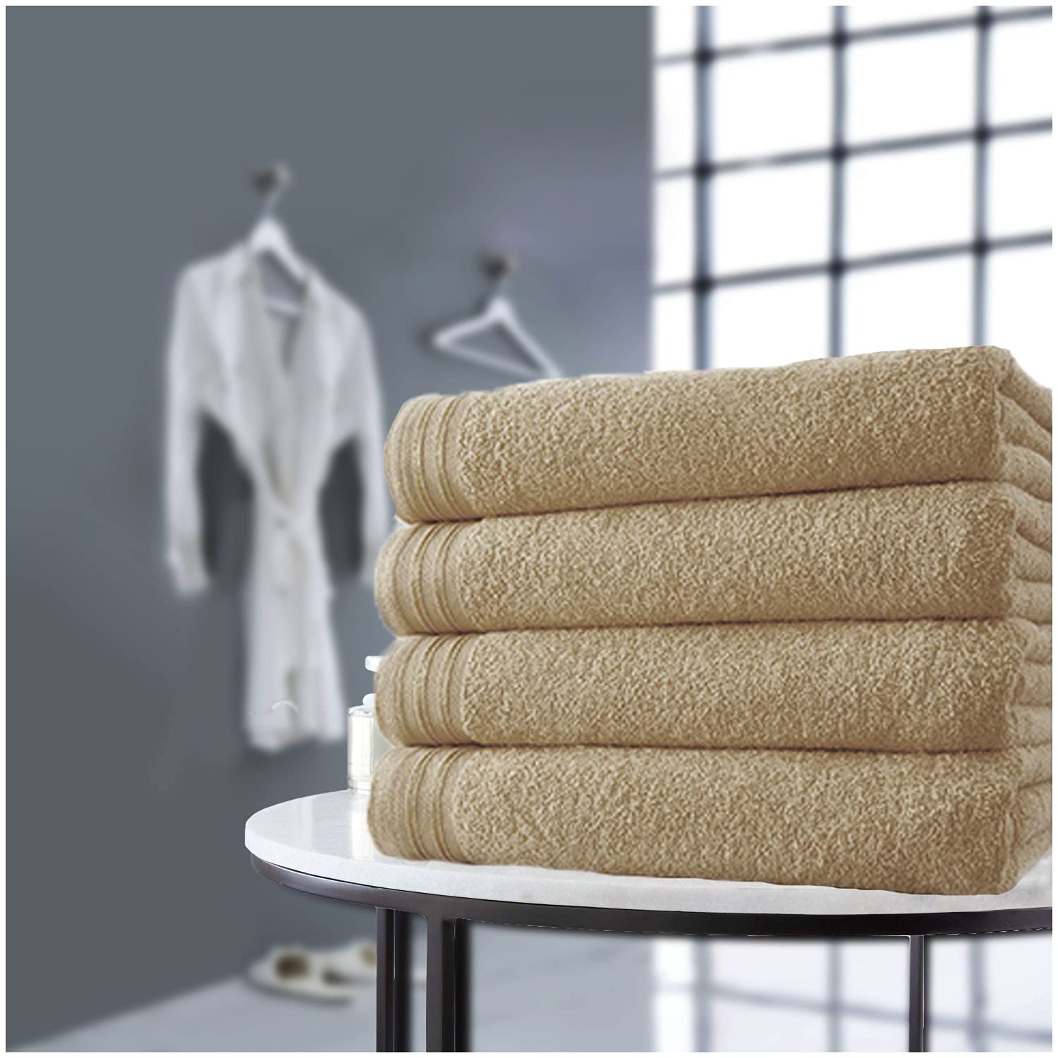 GC GAVENO CAVAILIA Super Soft 4 Pack Bath Sheets, Highly Absorbent Extra Large Towel Set, 500 GSM Egyptian Cotton Bathroom Towels, Mocha, 75x135