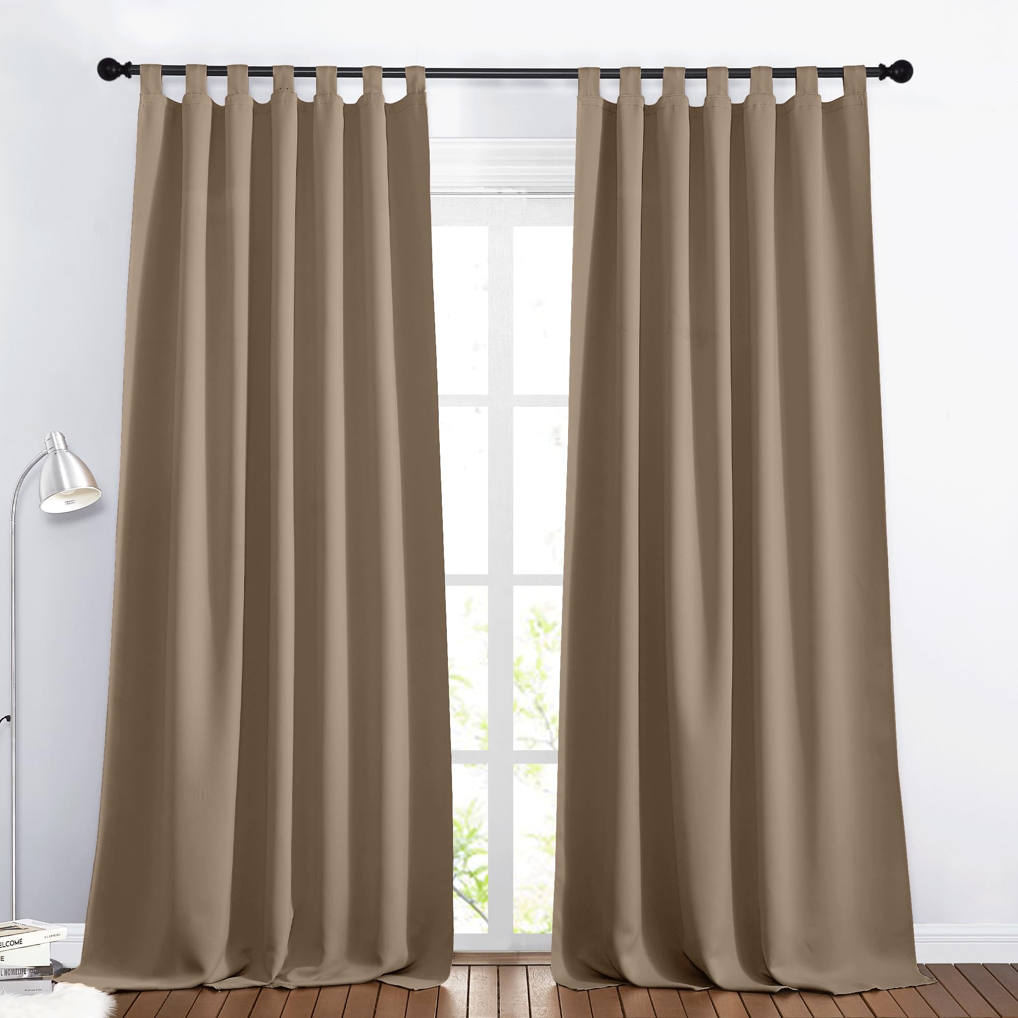 PONY DANCE Modern Living Room Curtains - 2 Pieces, H 245 x W 140 cm, Blackout, Children's Room, Balcony, Mocha