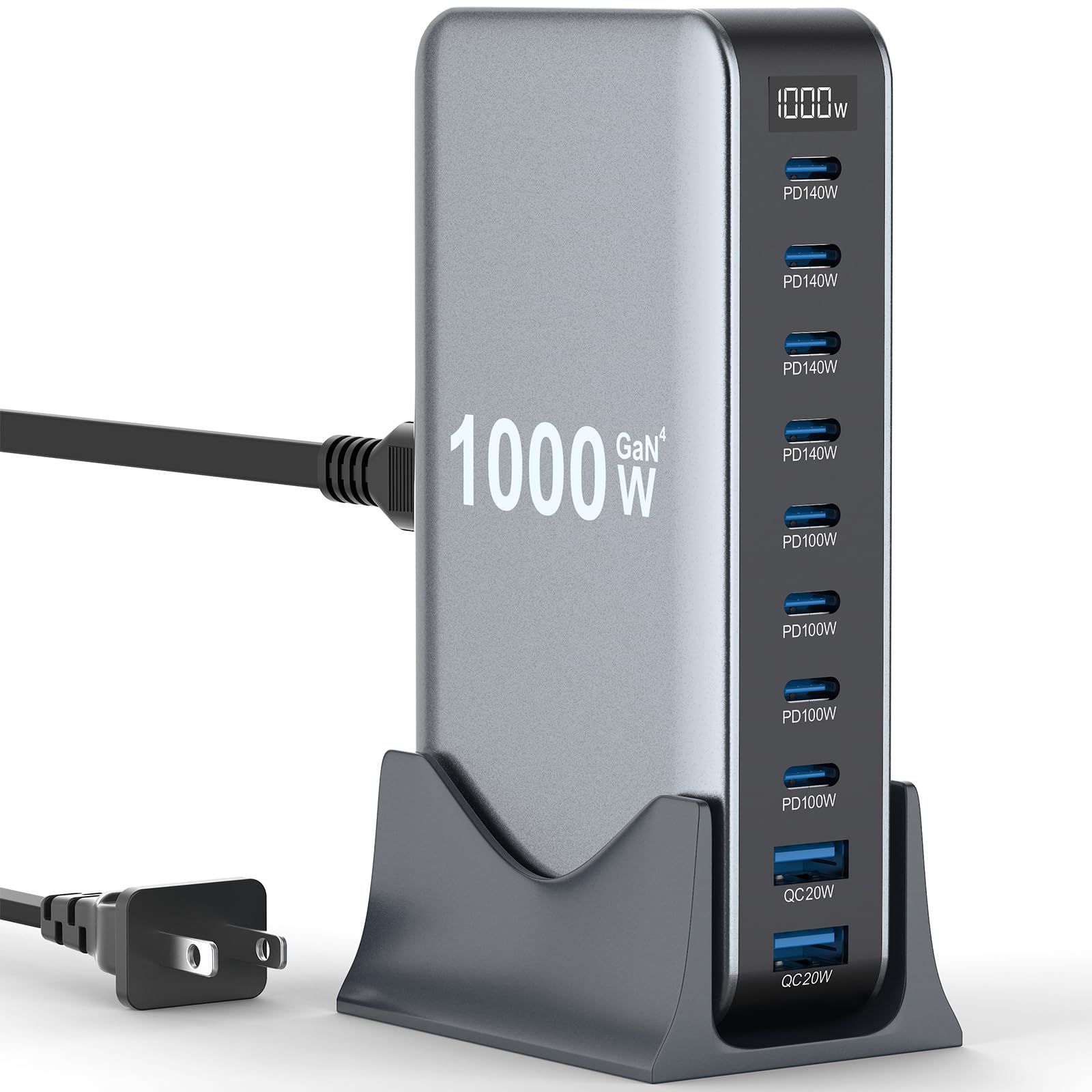 Photo 1 of 1000W USB C Fast Charger Block, 10 Port USB Charging Station, GaN ? Pro 140W PD PPS Port for Multiple Devices,Laptop Wall Charger Compatible with DELL, HP, MacBook Pro,iPhone17/16 pro,Galaxy S24.