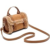 chushui Fur Purse,Vintage-Revival Small Crossbody Bag,Top Handle Leather Handbag for Women