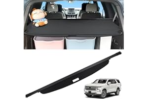 Sze Cargo Cover for Tahoe/Suburban/Cadillac Escalade/GMC Yukon/Yukon XL 2021-2024 2025 Accessories Retractable Trunk Cover Black Rear Trunk Security Cover Shielding Shade Waterproof-New Upgrade