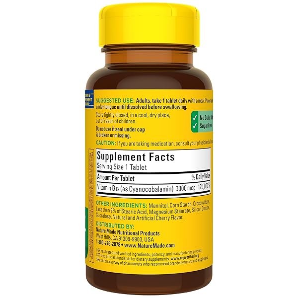 NATURE MADE VITAMIN B12 3000 MCG, EASY TO TAKE SUBLINGUAL B12 FOR ENERGY METABOLISM SUPPORT, 40 SUGAR FREE FAST DISSOLVE TABLETS, 40 DAY SUPPLY