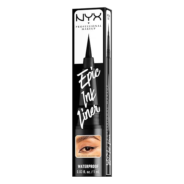 NYX PROFESSIONAL MAKEUP EPIC INK LINER, WATERPROOF LIQUID EYELINER – BLACK, VEGAN FORMULA