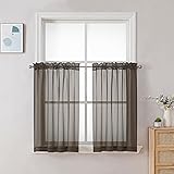 Chyhomenyc Chocolate Brown Sheer Curtains 30 inch
