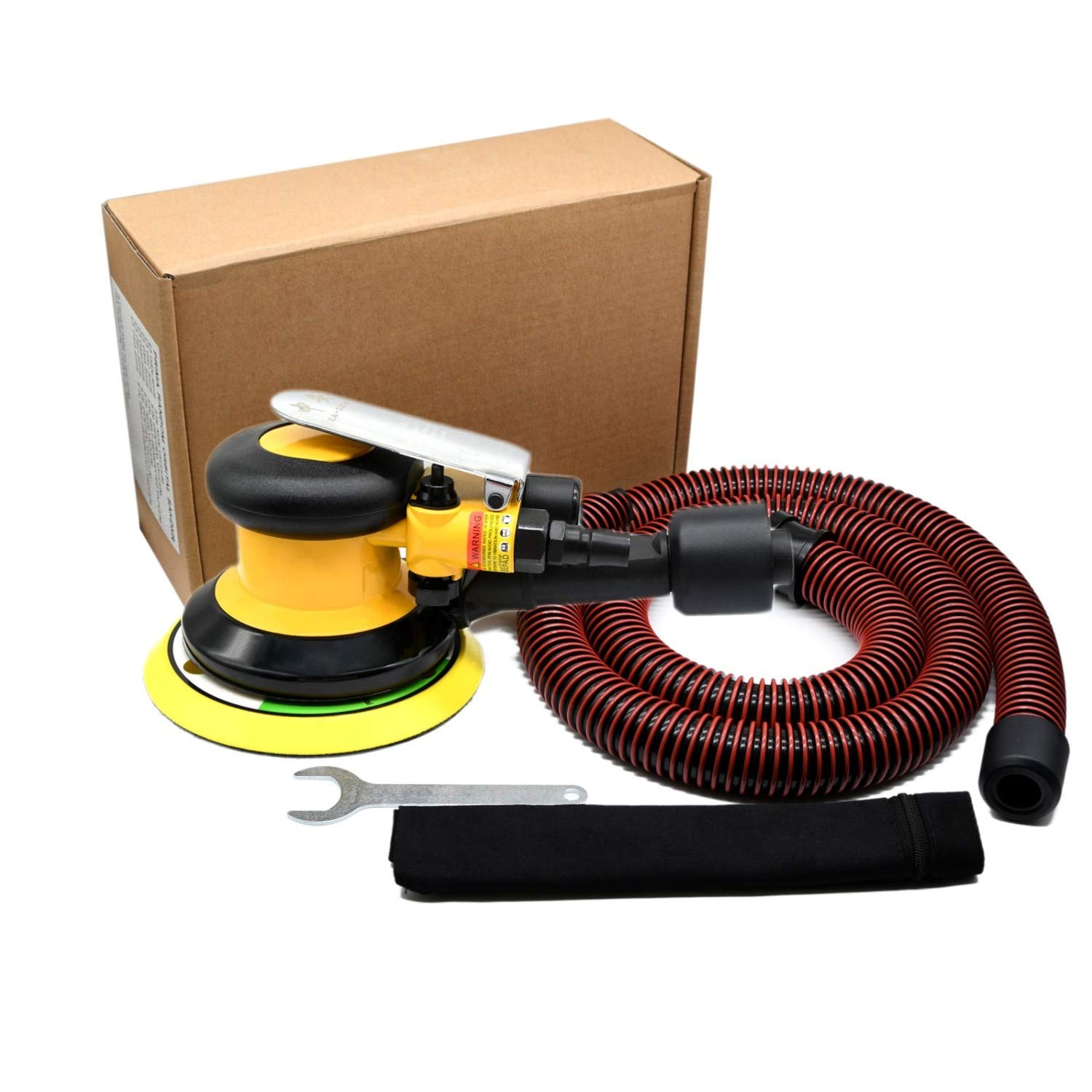 Dustfree Air Sander 125mm, Hook Loop Pad High Speed, Industrial Multi-Sander with Dust Collector, Orbit Sanding Tools