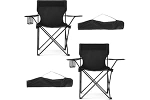 Canpsky 2 Pack Lightweight Folding Camping Chairs, Outdoor Lawn Beach Chair with Cup Holder & Carry Bag for Travel, Fishing, 