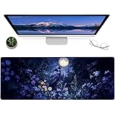 ainori Raven and Moonlit Forest Gaming Mouse Pad,12x31.5in Non-Slip Rubber Gothic Desk Mat,Large Extended Goth Mystical Night Mousepad for Office Home Laptop,Mice Pads Gifts,Game Lover Deskmat Decor