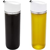 OXO Good Grips Precision Pour Glass Dispenser 2 Piece Set, Oil &amp; Vinegar | Drip-Free Spout, Two Flow Speeds for Drizzle or Steady Pour, Ideal for Oil, Vinegar, Soy Sauce, Serving and Storing