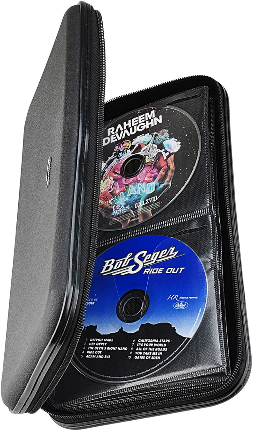 Xiongye CD DVD Case, 72 Capacity Heavy Duty Wallet, DVD CD Case Holder for Car, Hard Shell Sturdy case, CD Disk Holder, DVD disc Binder, Booklet, Protective Blu-ray Wallet (72 Capacity,Black): Computers & Accessories