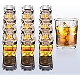 GOSDENG 12 Pack Heavy Base Shot Glasses Set, 2.2 oz Clear Tequila Square Shot Glass Bulk, Espresso Shot Glass for Vodka, Whiskey, Tequila, Espressos, Spirits & Liquors