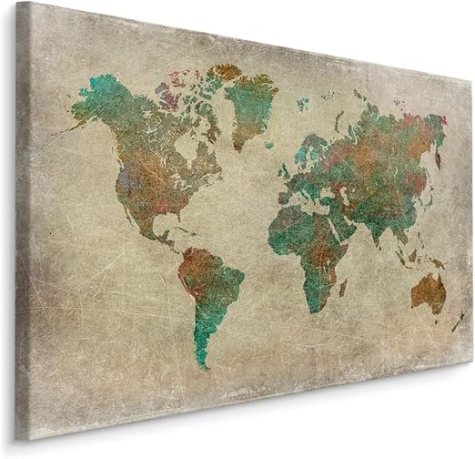 Muralo Bilder Weltkarte 70 X 50cm Bild Auf Leinwand Wandbild Vintage Zimmer Deko Leinwandbilder Schlafzimmer Wohnzimmer Wanddekoration Design Wand Bild Erdkugel Retro Karte Amazon De Kuche Haushalt