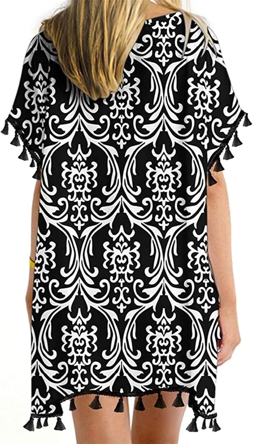 GDKEY Women Chiffon Tassel Swimsuit Bikini Stylish Beach Cover up at  Women’s Clothing store