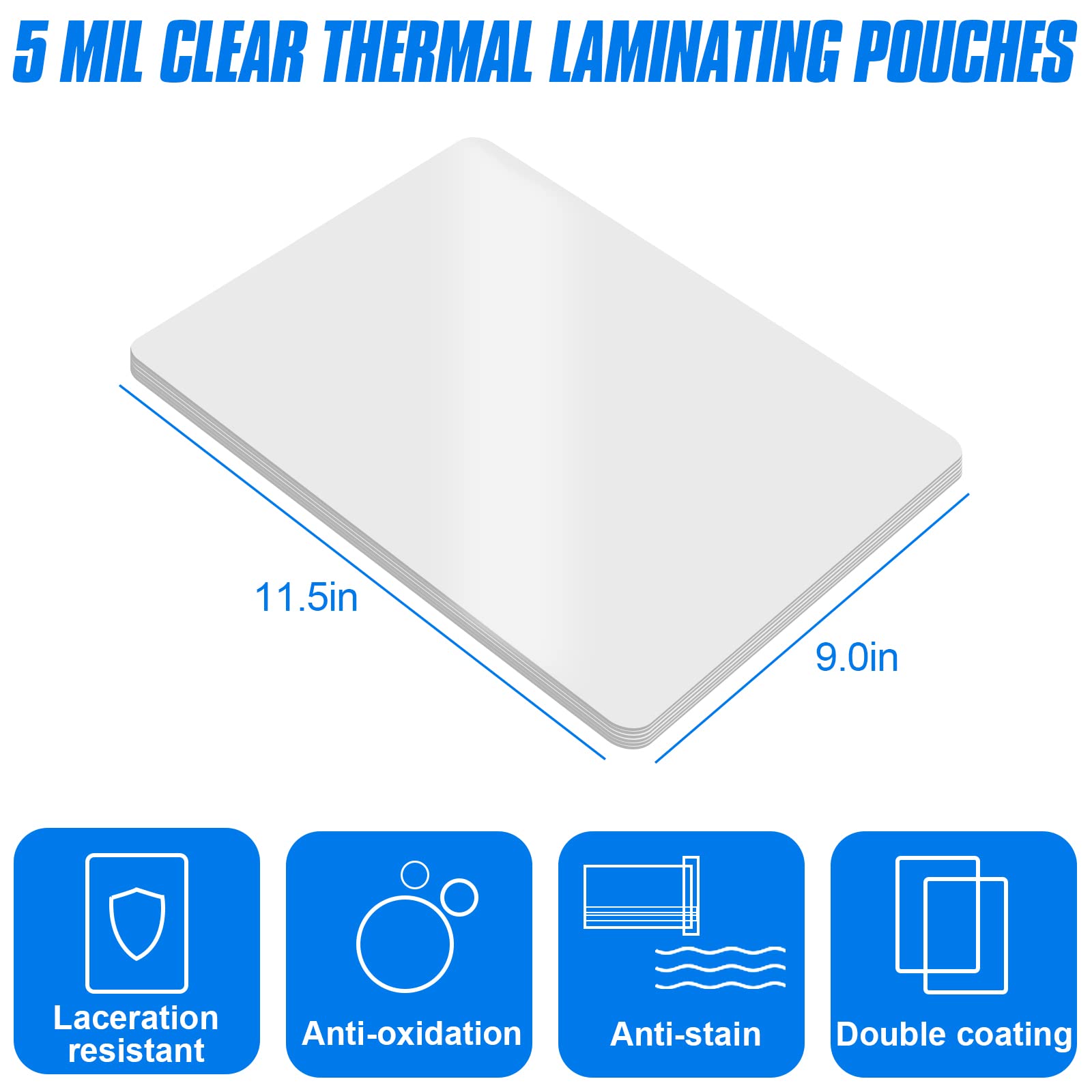 HERKKA 300 Pack Laminating Sheets, Holds 8.5 x 11 Inch Sheets, 5 Mil Clear Thermal Laminating Pouches 9 x 11.5 Inch Lamination Sheet Paper for Laminator, Round Corner Letter Size