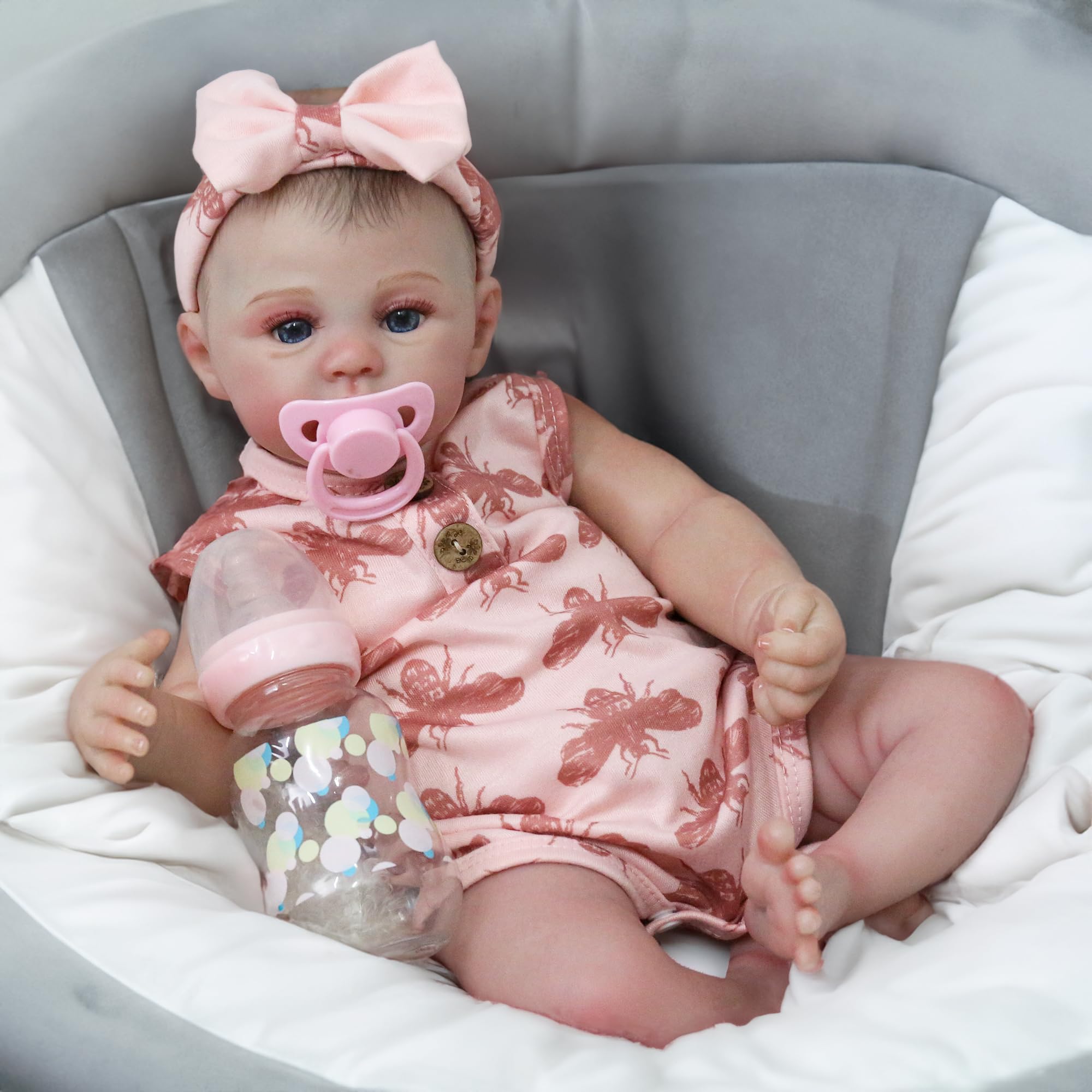 Photo 1 of CHAREX Realistic Reborn Baby Dolls - Lifelike Weighted Baby Dolls Eyes Open Girl Newborn Soft with Complete Accessories for 3+ Years Old Gifts 18 Inches (Pink)