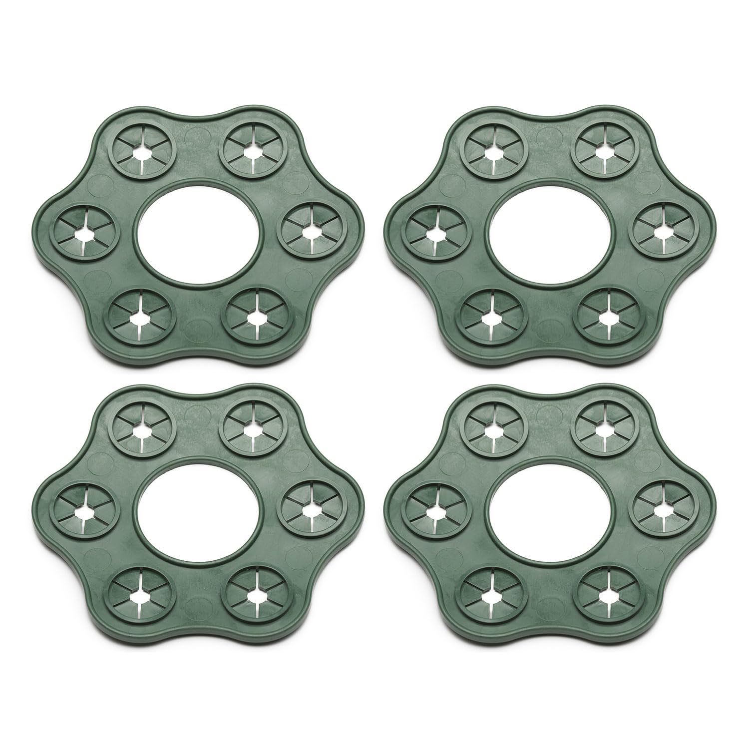 EarlyGrow Wigwam Cane Grips 6 Holes for Climbing Plants, Runner Beans, Peas, Sweet Pea, Tomatoes, Cucumbers - Pack of 4 - Green