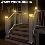 Siedinlar Solar Post Cap Lights 2 Pack Glass 4x4 5x5 6x6 IP44 Warm Cool White view 3