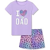 Beezizac Neon Tie Dye Spiral Pattern/Butterfly Pajamas for Girls Tee & Shorts PJ Set Size 6-18