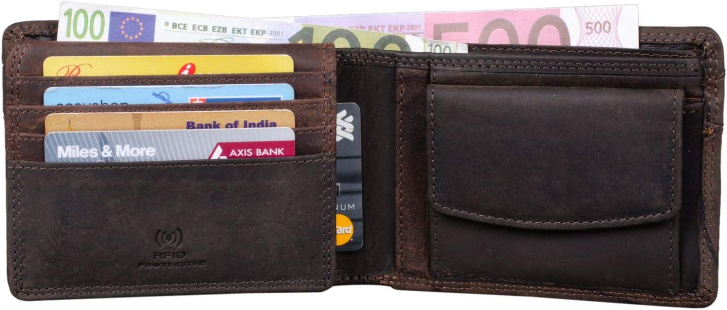 STILORD "Cooper" Vintage Leather Wallet for Men RFID Blocking Classic Purse Bifold with Coin Pocket in Black Gift Box Colour:Dark - Image 5
